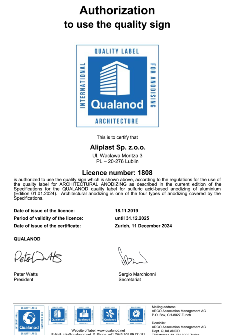 CERTIFICAT  Aliplast Qualanod EN