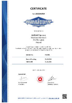 CERTIFICAT ALIPLAST QUALICOAT QUALIDECO - EN