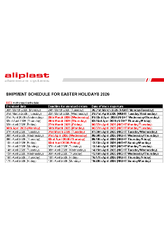 Modificări ale programului de livrare Aliplast – Paște 2026