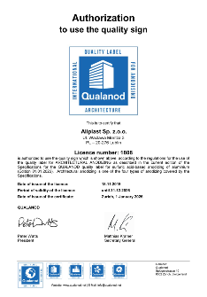 Certificat ALIPLAST QUALANOD EN