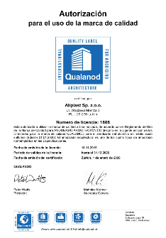 Certificat ALIPLAST QUALANOD ES