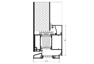 Sectiune usa panelata,panel pe o singura parte,deschidere spre interior