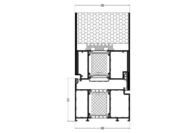 Sectiune usa panelata,panel pe ambele fete, deschidere spre interior