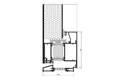 Sectiune usa panelata,panel pe o singura parte,deschidere spre interior
