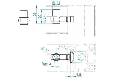 Conector profil 8/8 Perpendicular 90°