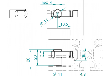 Conector profil 8/8 paralel 0°