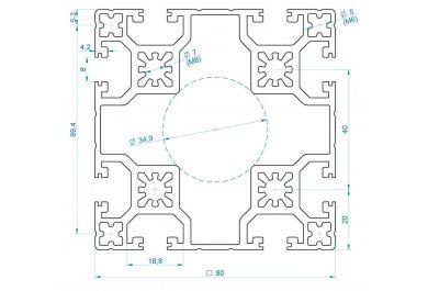 Profil de Construcție din Aluminiu 80x80