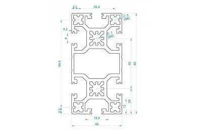 Profil de Construcție din Aluminiu 40x80