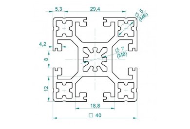 Profil de Construcție din Aluminiu 40x40