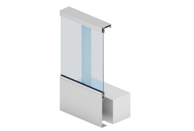 Balustradă RAILING cu umplutură din sticlă, echipată cu capac de mascare